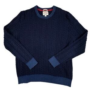 Lucky Brand True Indigo Cable Knit Sweater Men's L Blue Casual Preppy